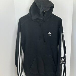 Adidas Unique Embroidered Black & White Men’s Pullover Hoodie | Size Small | Y2K